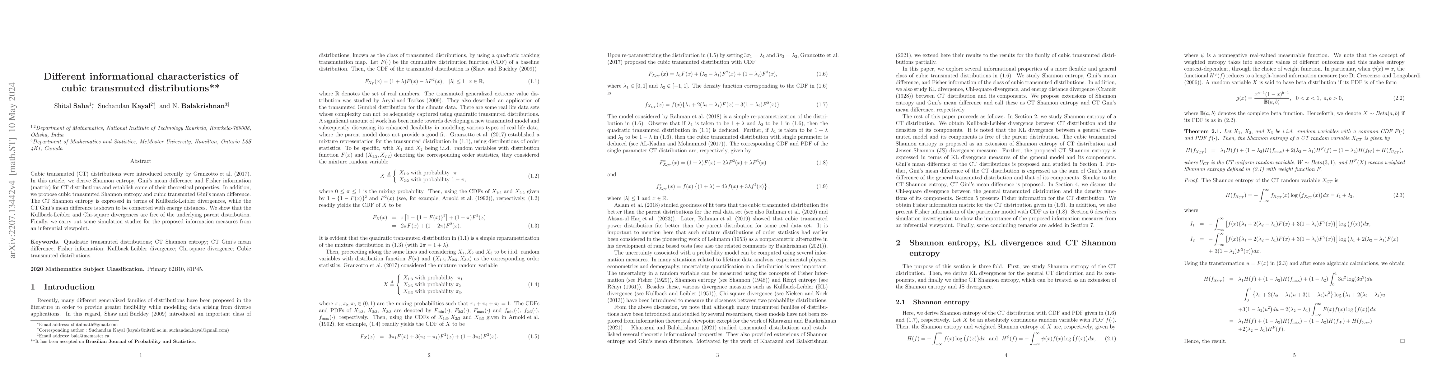 Thumbnail for Different informational characteristics of cubic transmuted
  distributions