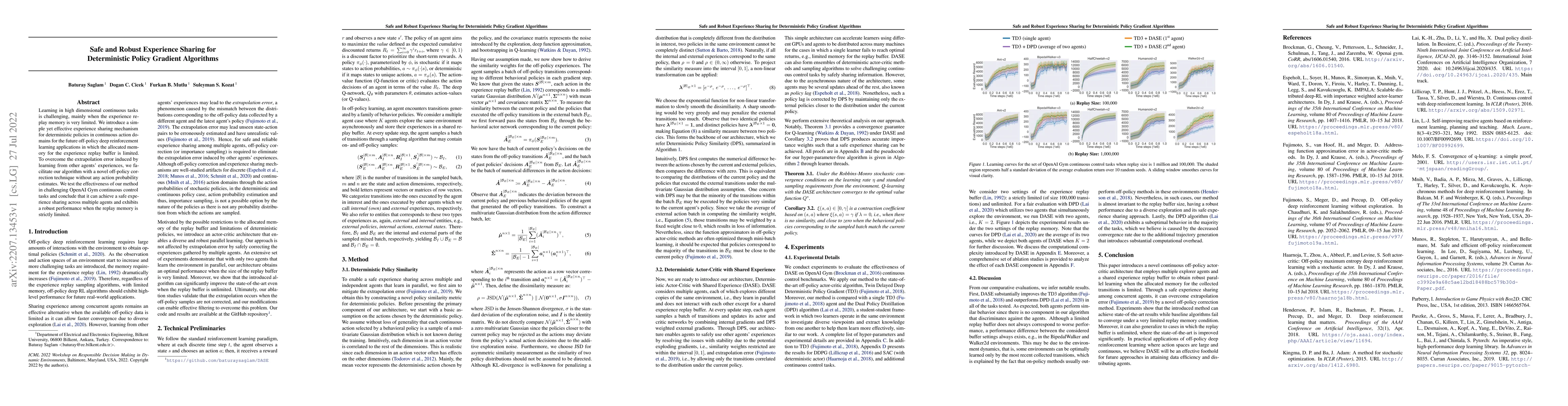 Thumbnail for Safe and Robust Experience Sharing for Deterministic Policy Gradient
  Algorithms