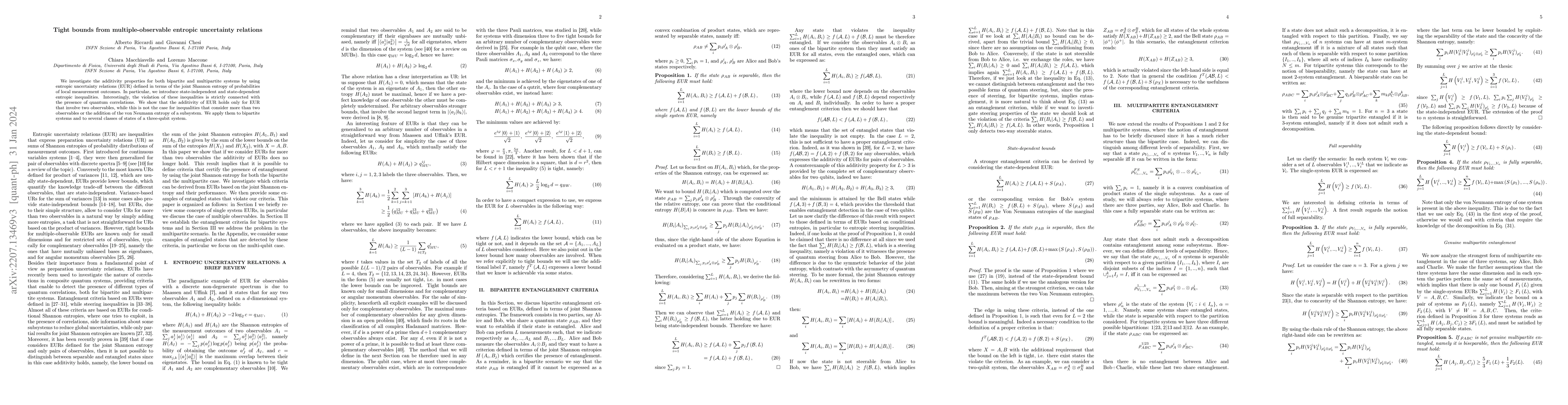 Thumbnail for Tight bounds from multiple-observable entropic uncertainty relations