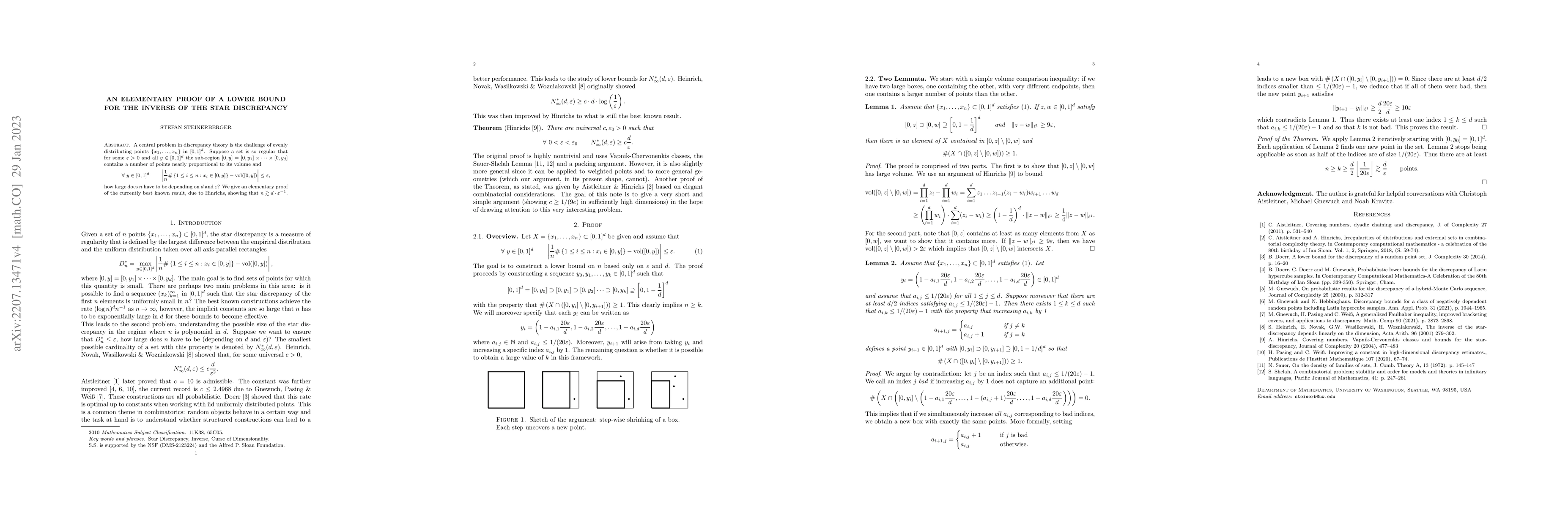 Thumbnail for An elementary proof of a lower bound for the inverse of the star
  discrepancy