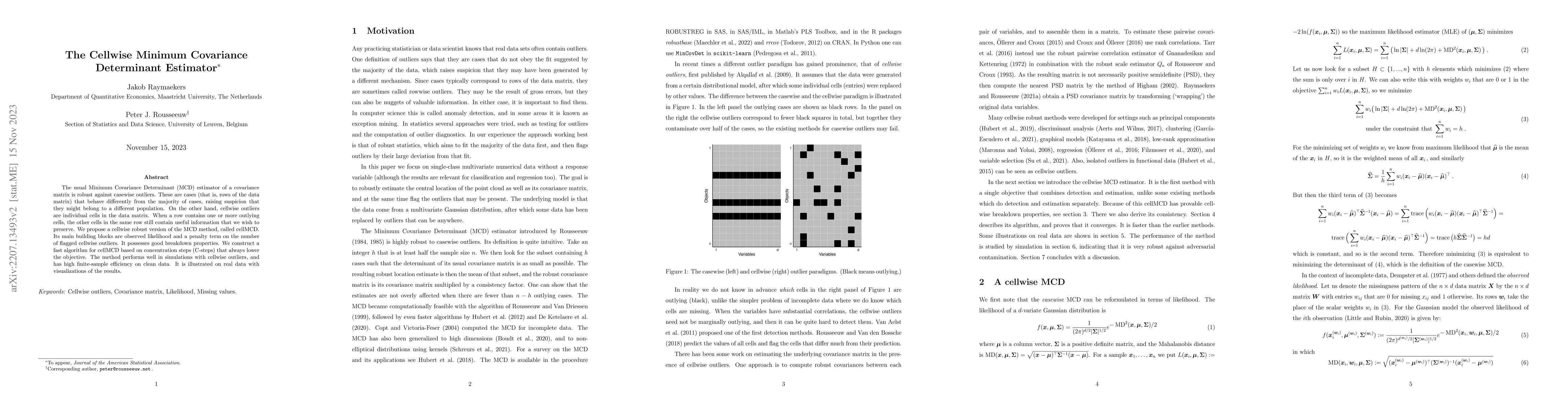 Thumbnail for The Cellwise Minimum Covariance Determinant Estimator