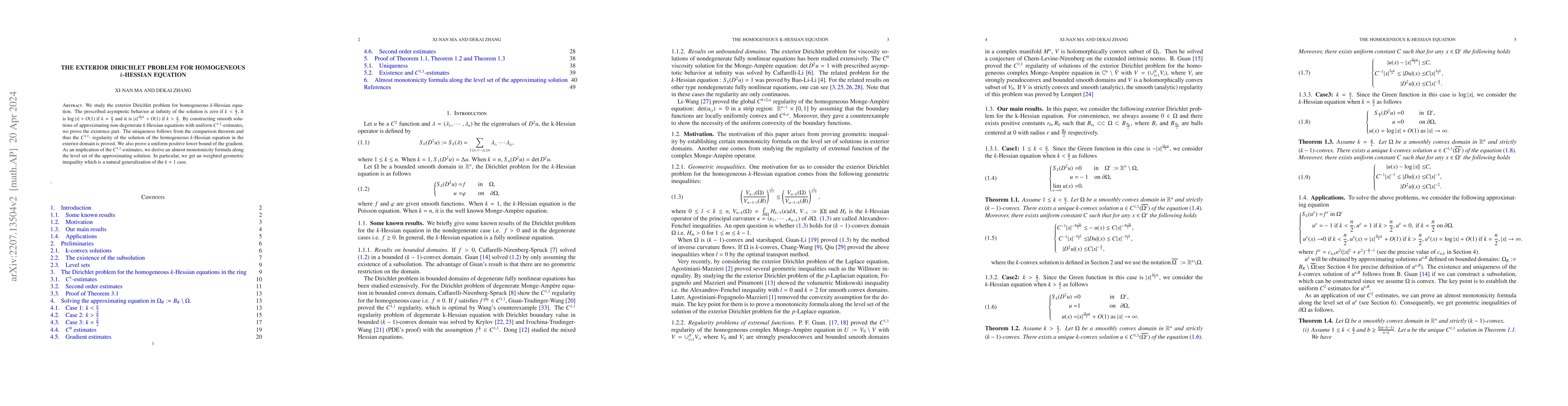 Thumbnail for The exterior Dirichlet problem for the homogeneous $k$-Hessian equation
