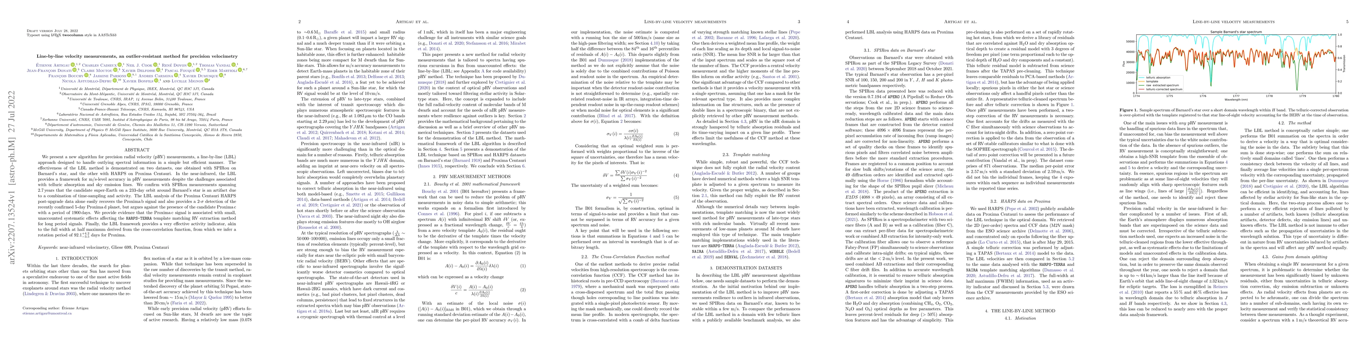 Thumbnail for Line-by-line velocity measurements, an outlier-resistant method for
  precision velocimetry