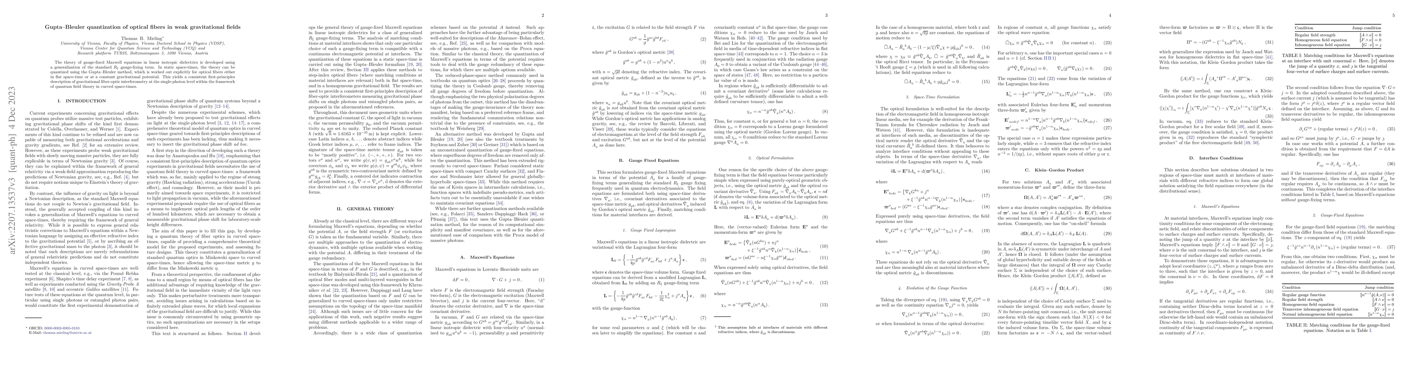 Thumbnail for Gupta-Bleuler quantization of optical fibers in weak gravitational
  fields