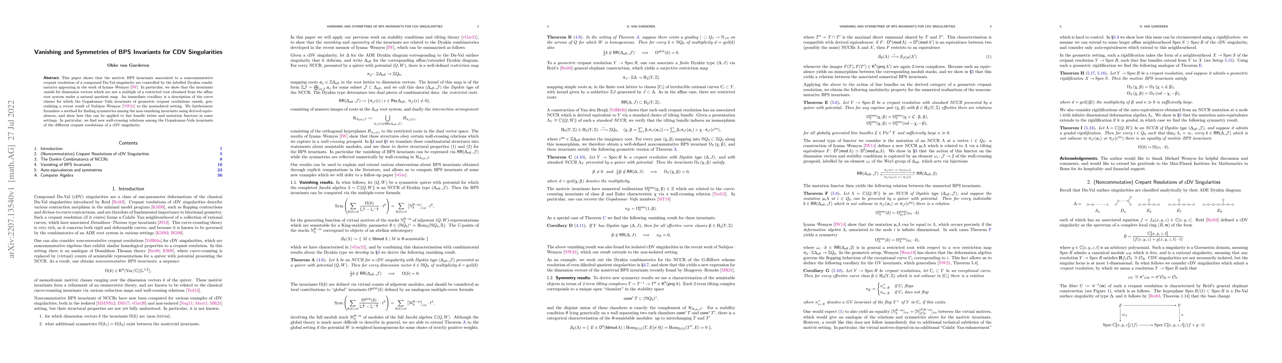 Thumbnail for Vanishing and Symmetries of BPS Invariants for CDV Singularities
