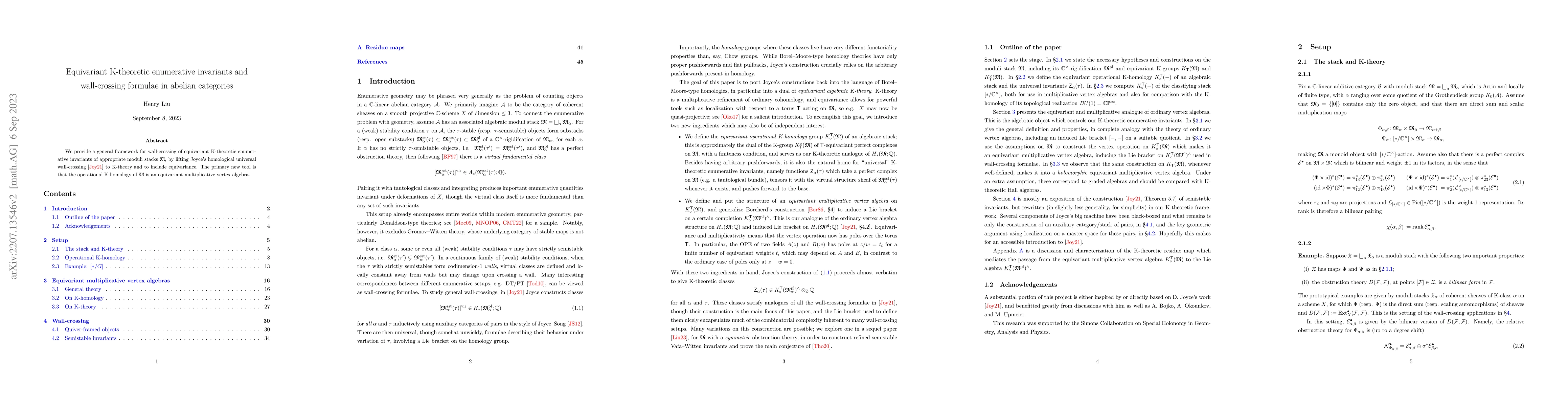Thumbnail for Equivariant K-theoretic enumerative invariants and wall-crossing
  formulae in abelian categories