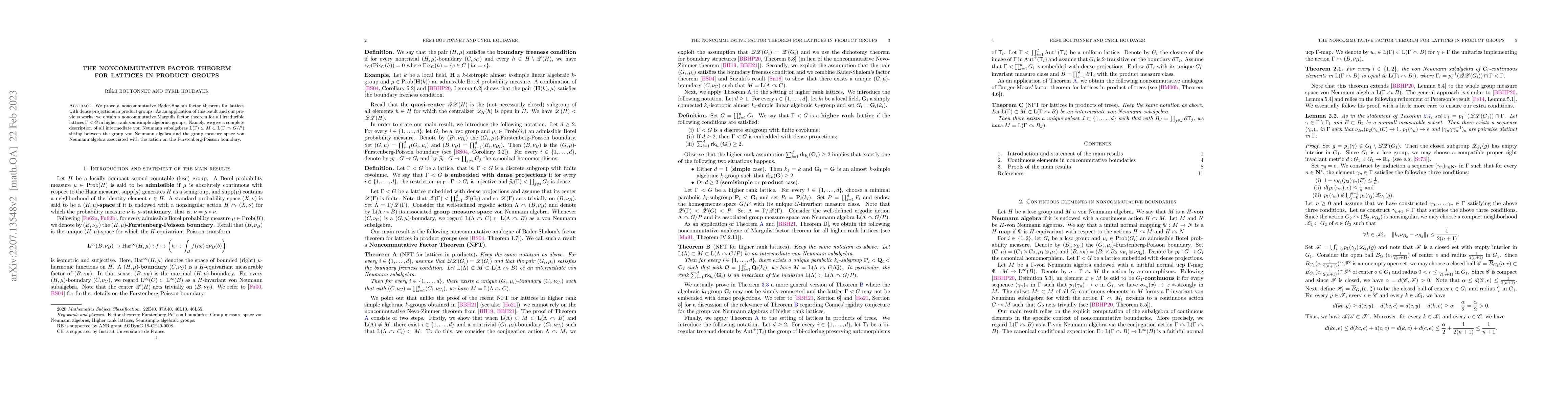 Thumbnail for The noncommutative factor theorem for lattices in product groups
