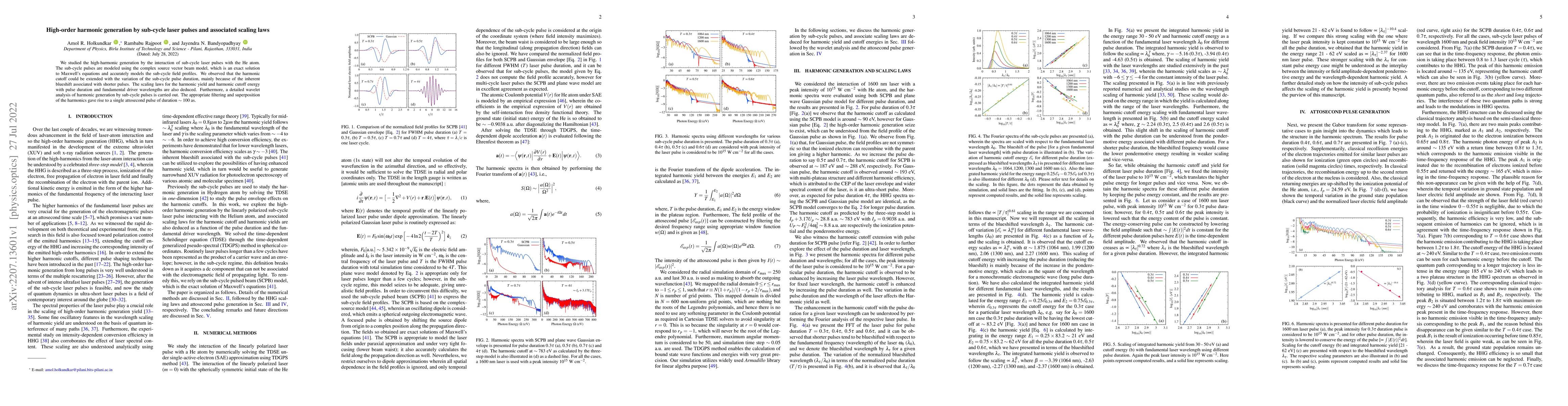 Thumbnail for High-order harmonic generation by sub-cycle laser pulses and associated
  scaling laws