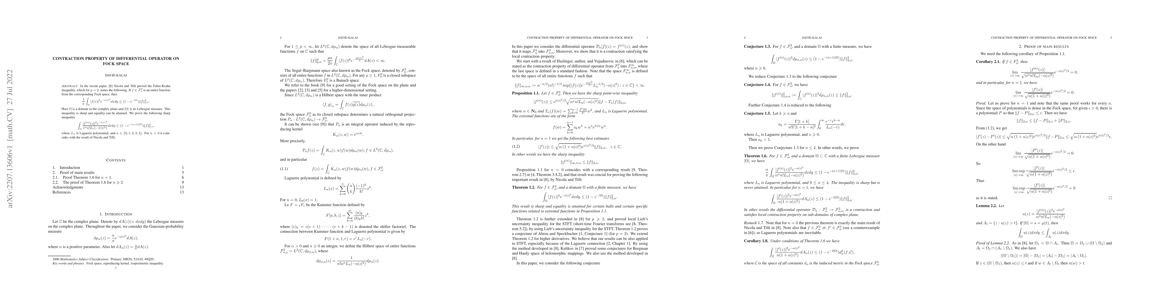 Thumbnail for Contraction property of differential operator on Fock space