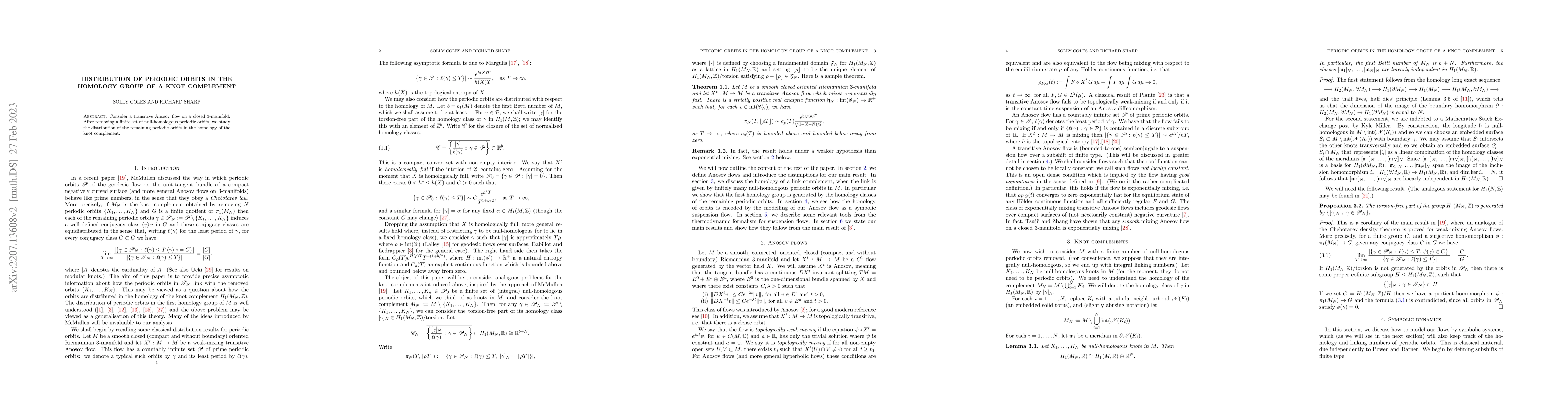 Thumbnail for Distribution of periodic orbits in the homology group of a knot
  complement