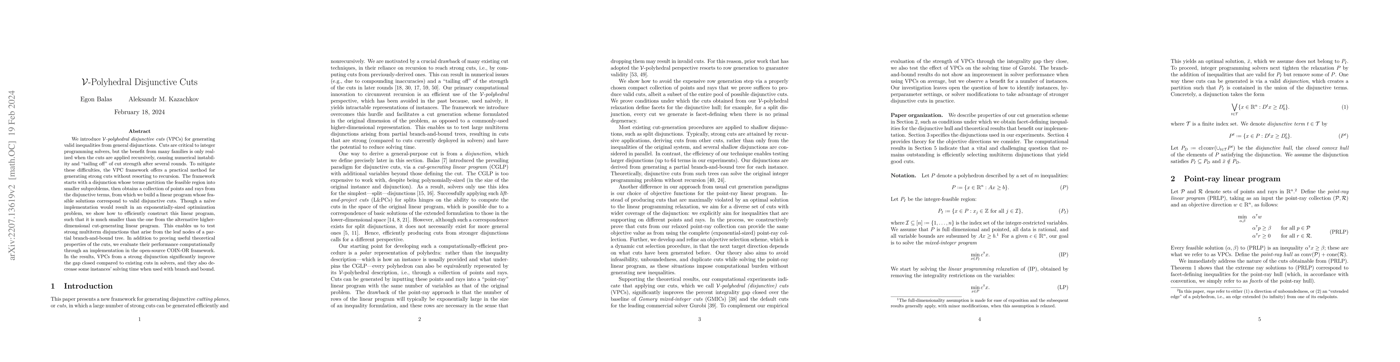 Thumbnail for $\mathcal{V}$-Polyhedral Disjunctive Cuts