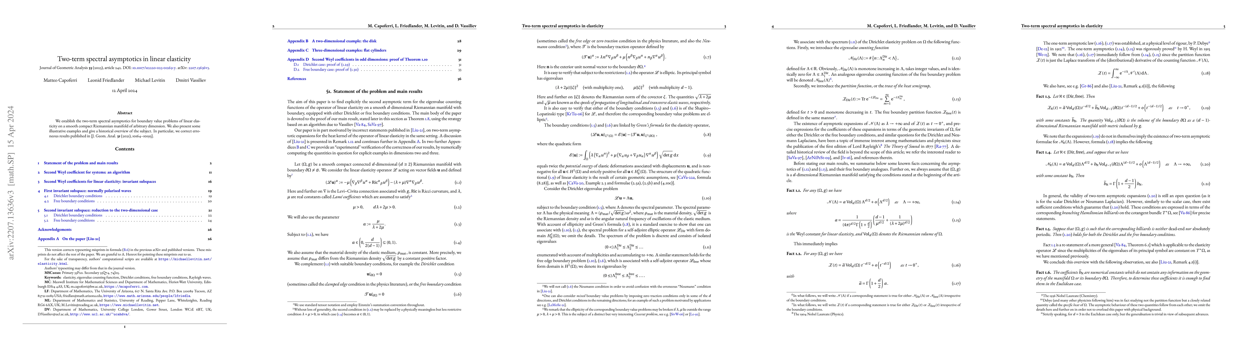 Thumbnail for Two-term spectral asymptotics in linear elasticity