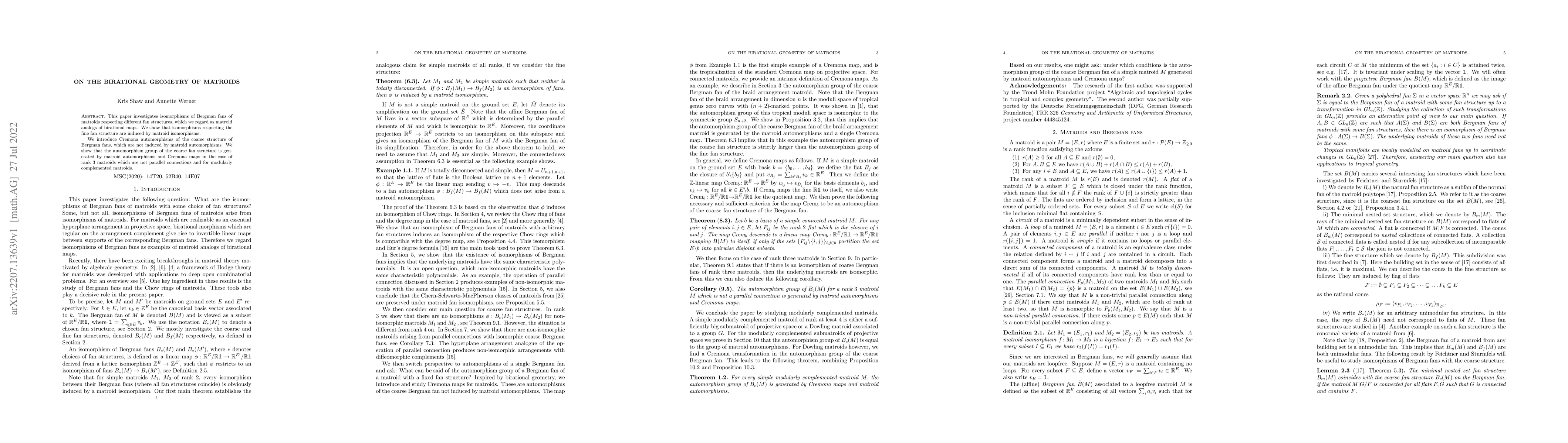 Thumbnail for On the birational geometry of matroids