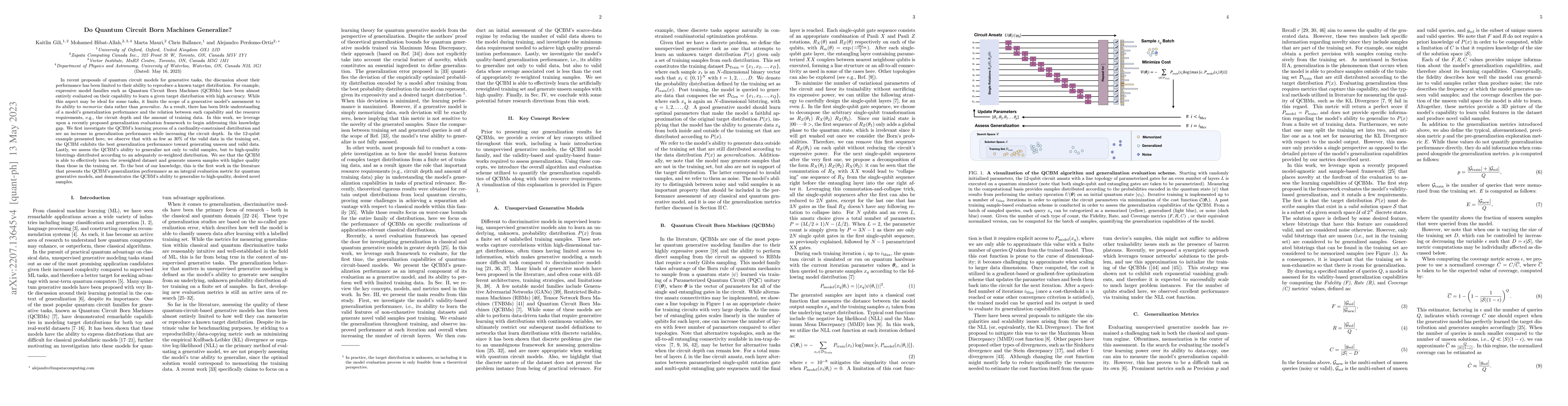 Thumbnail for Do Quantum Circuit Born Machines Generalize?