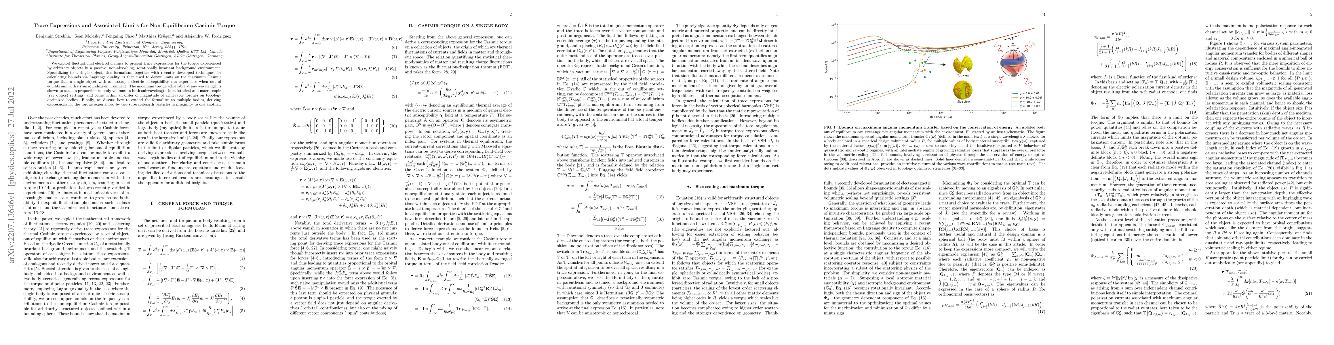 Thumbnail for Trace Expressions and Associated Limits for Non-Equilibrium Casimir
  Torque