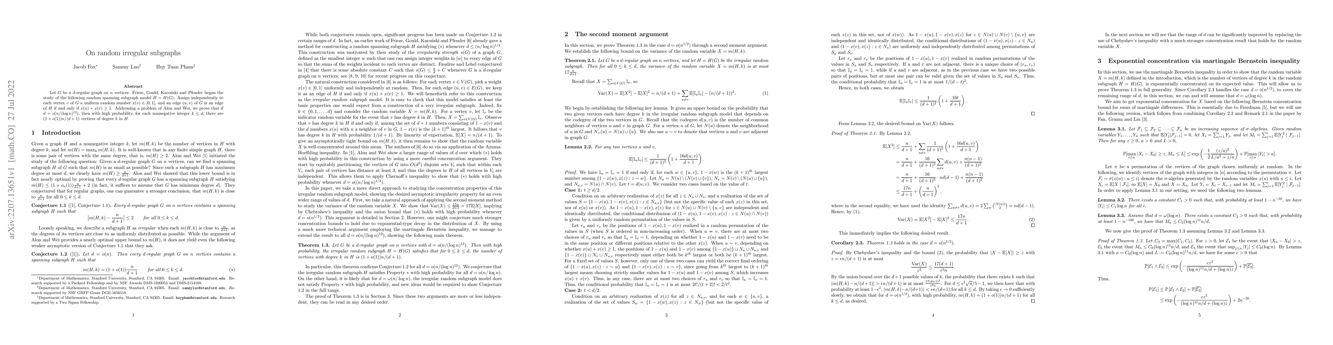Thumbnail for On random irregular subgraphs
