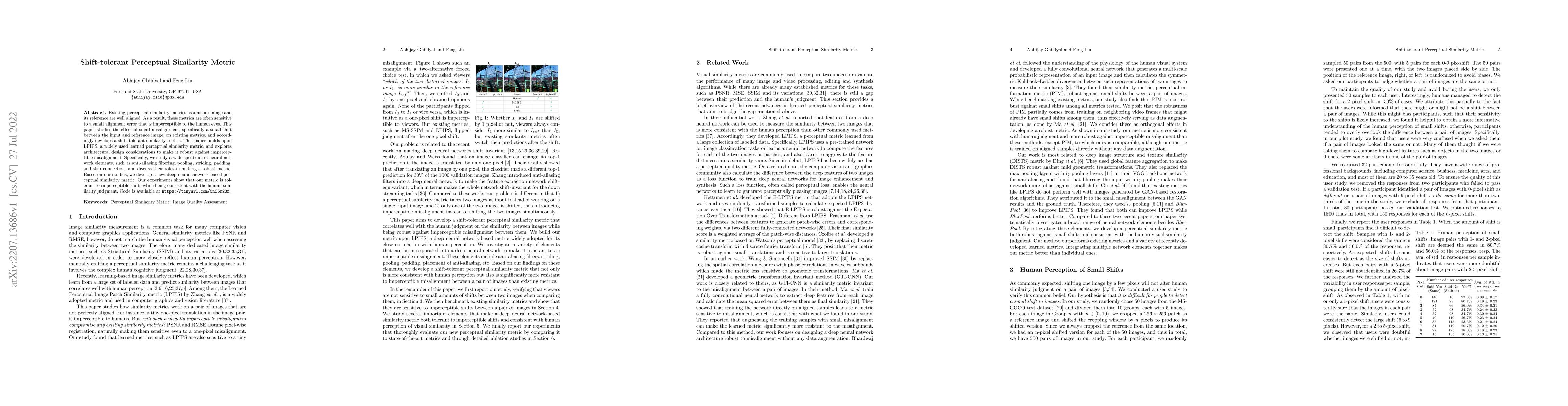 Thumbnail for Shift-tolerant Perceptual Similarity Metric