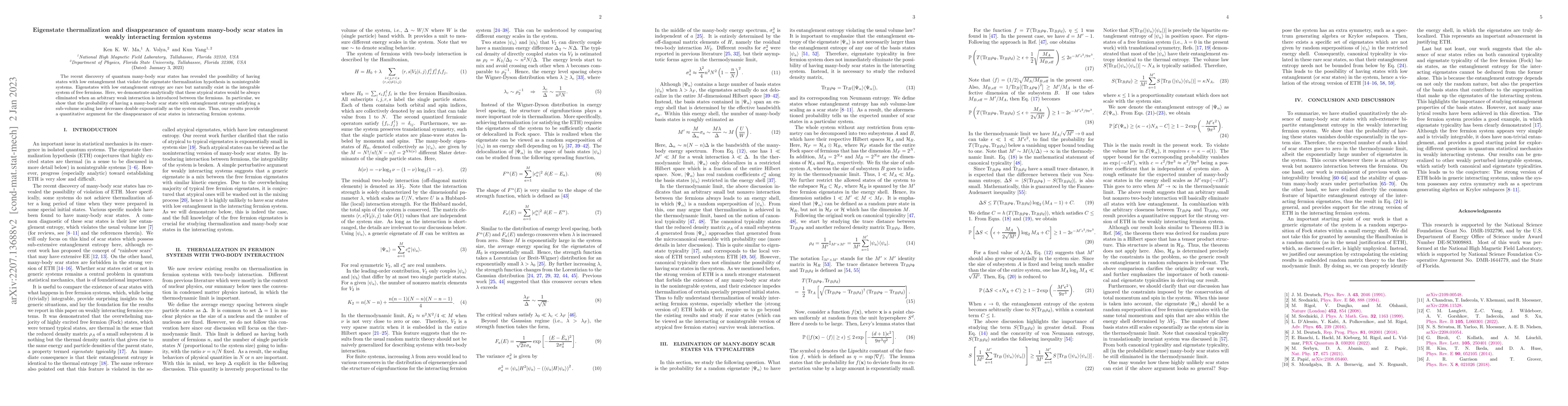 Thumbnail for Eigenstate thermalization and disappearance of quantum many-body scar
  states in interacting fermion systems