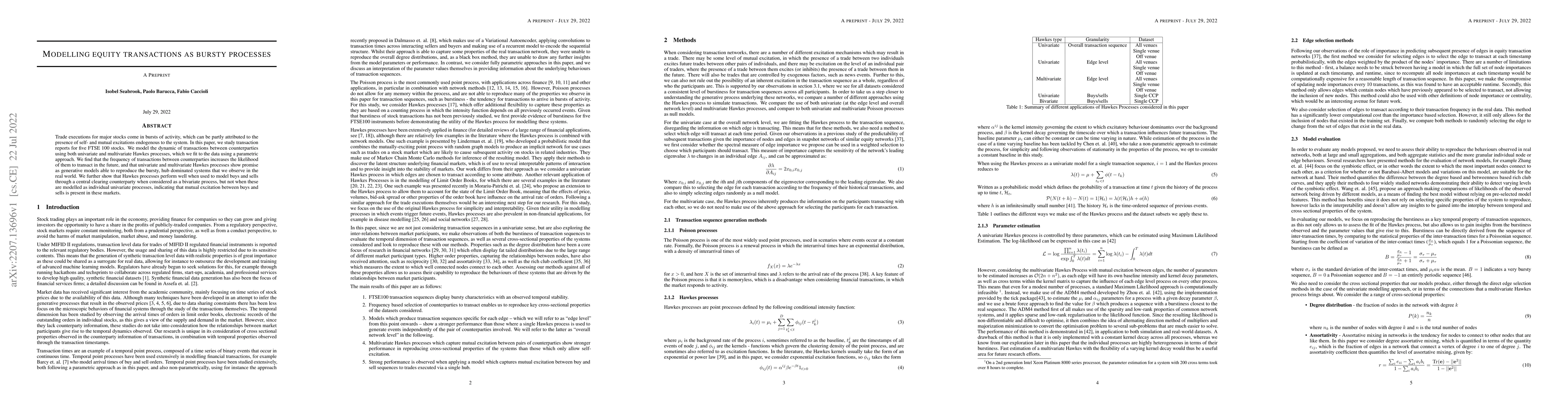 Thumbnail for Modelling Equity Transaction Networks as Bursty Processes