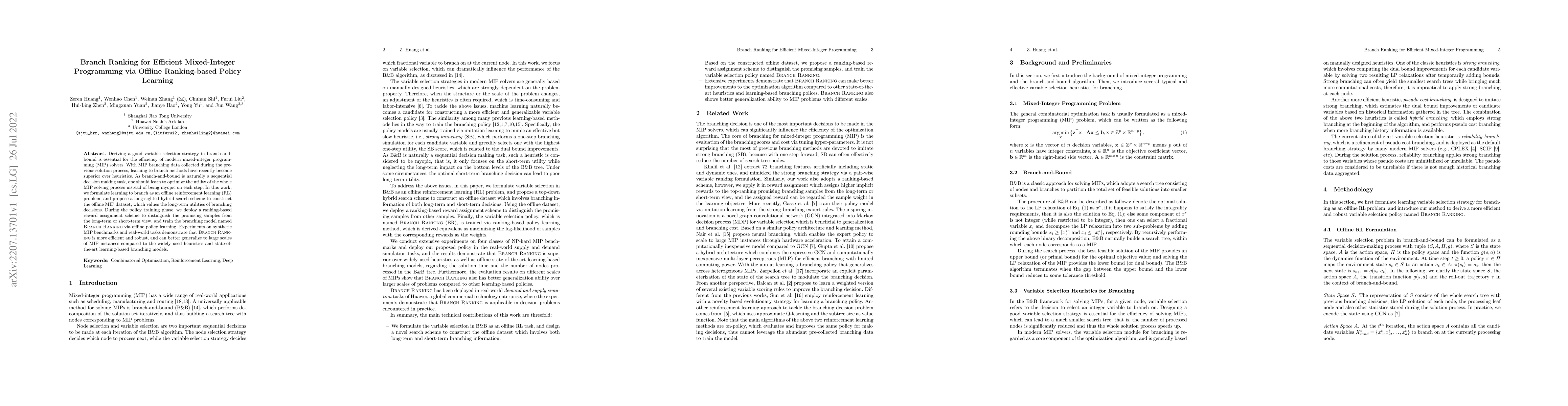 Thumbnail for Branch Ranking for Efficient Mixed-Integer Programming via Offline
  Ranking-based Policy Learning