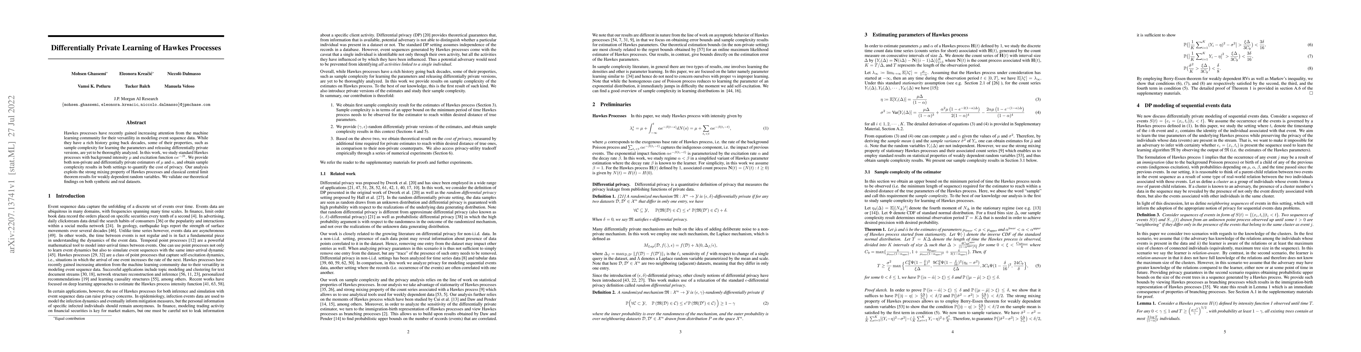 Thumbnail for Differentially Private Learning of Hawkes Processes