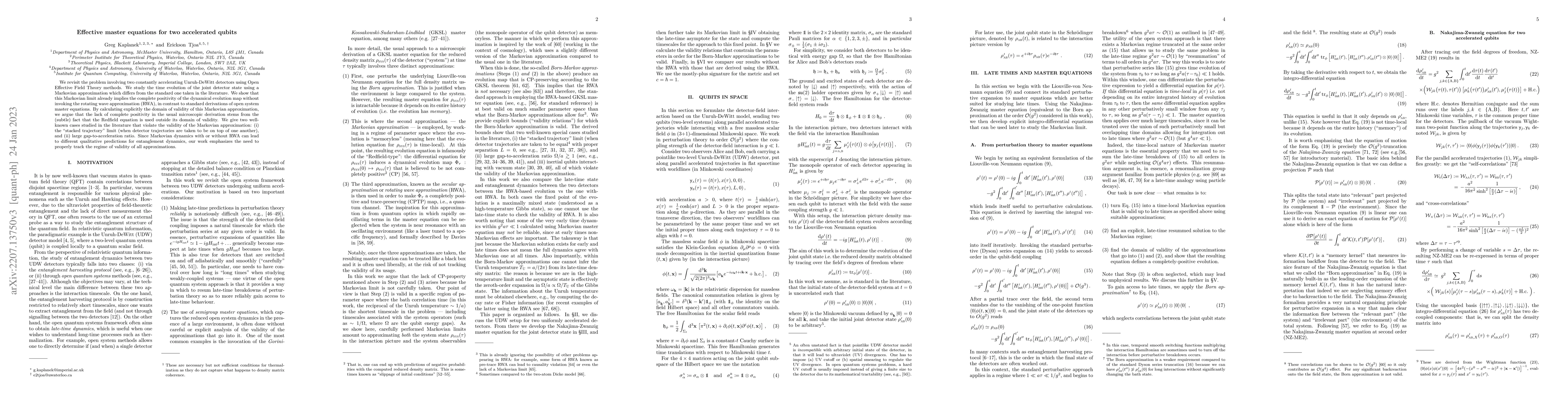 Thumbnail for Effective master equations for two accelerated qubits
