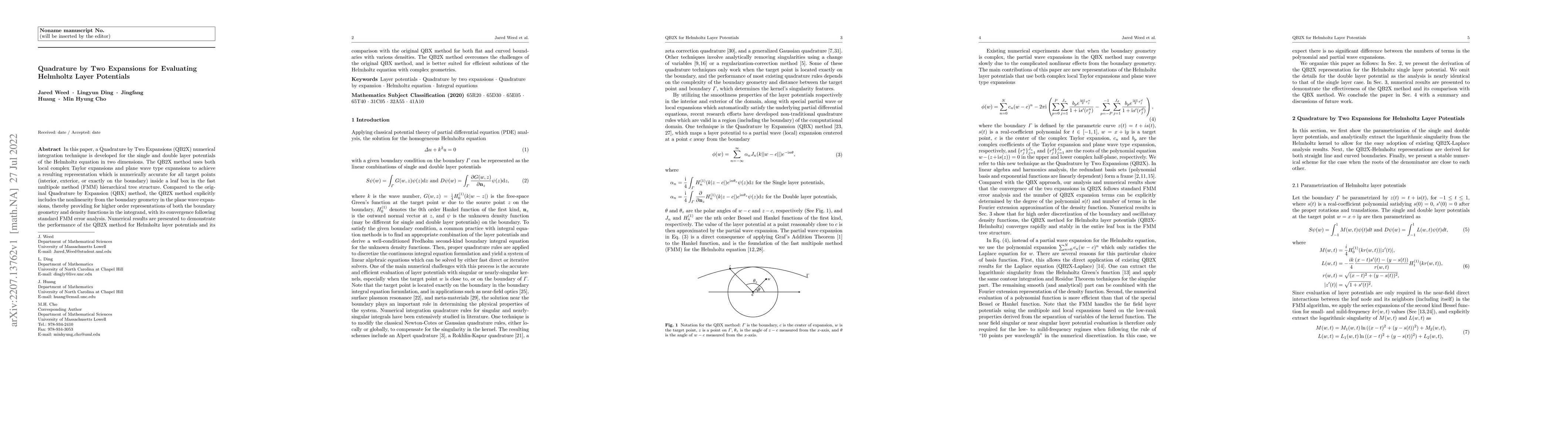 Thumbnail for Quadrature by Two Expansions for Evaluating Helmholtz Layer Potentials