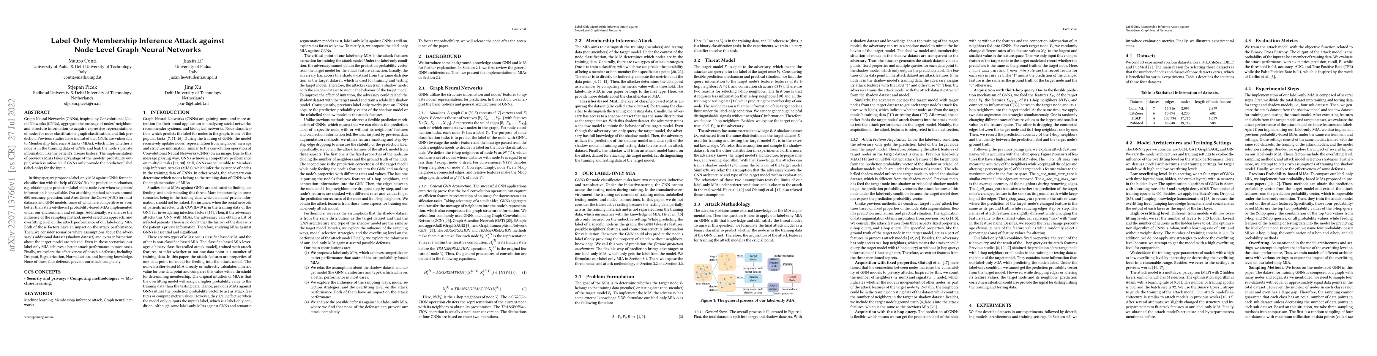 Thumbnail for Label-Only Membership Inference Attack against Node-Level Graph Neural
  Networks
