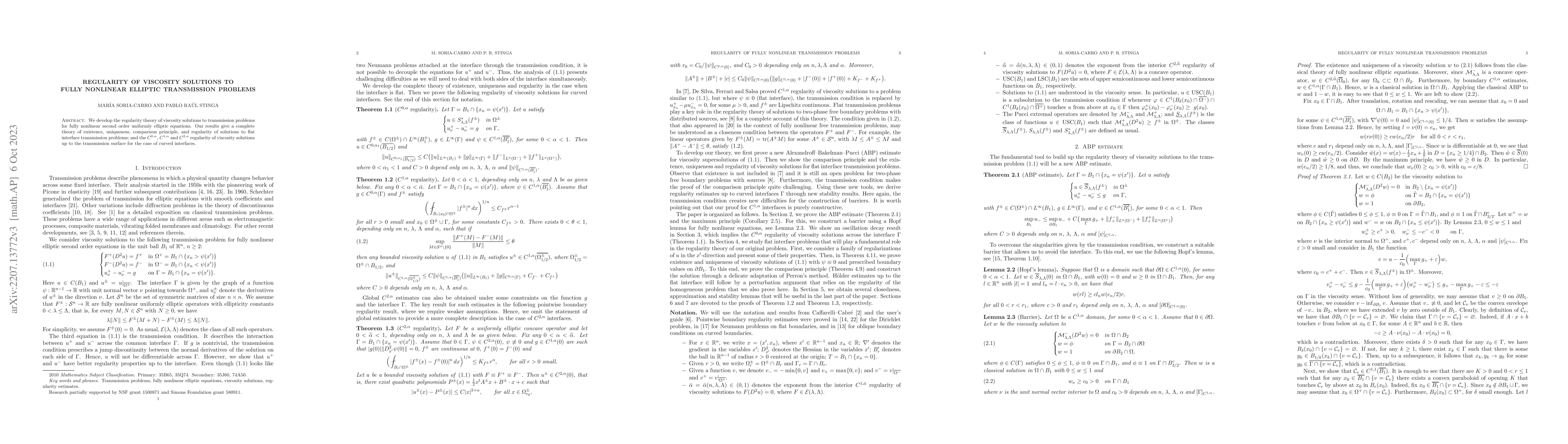 Thumbnail for Regularity of viscosity solutions to fully nonlinear elliptic
  transmission problems