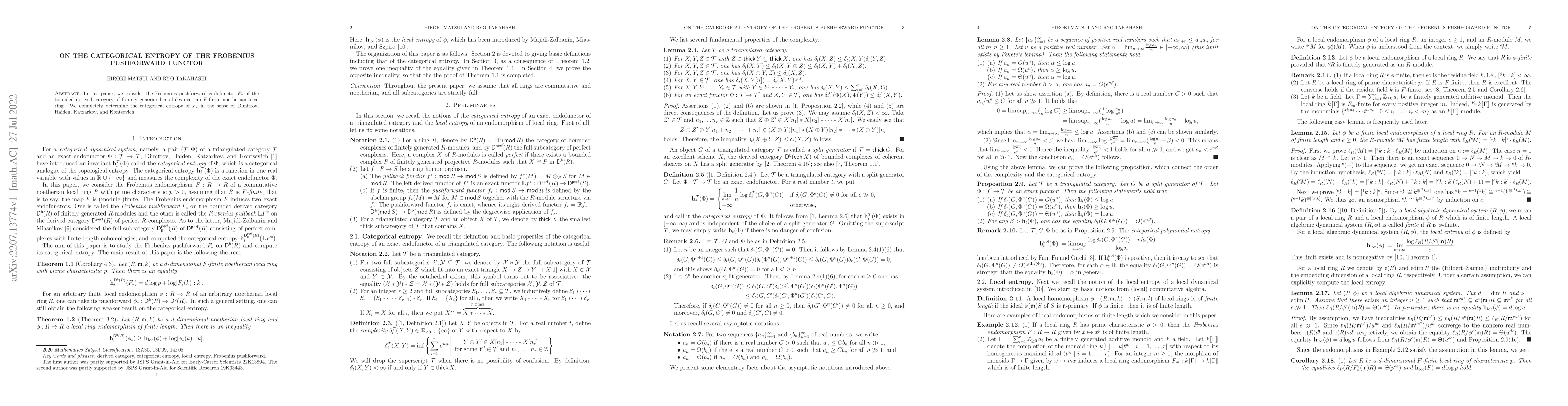 Thumbnail for On the categorical entropy of the Frobenius pushforward functor