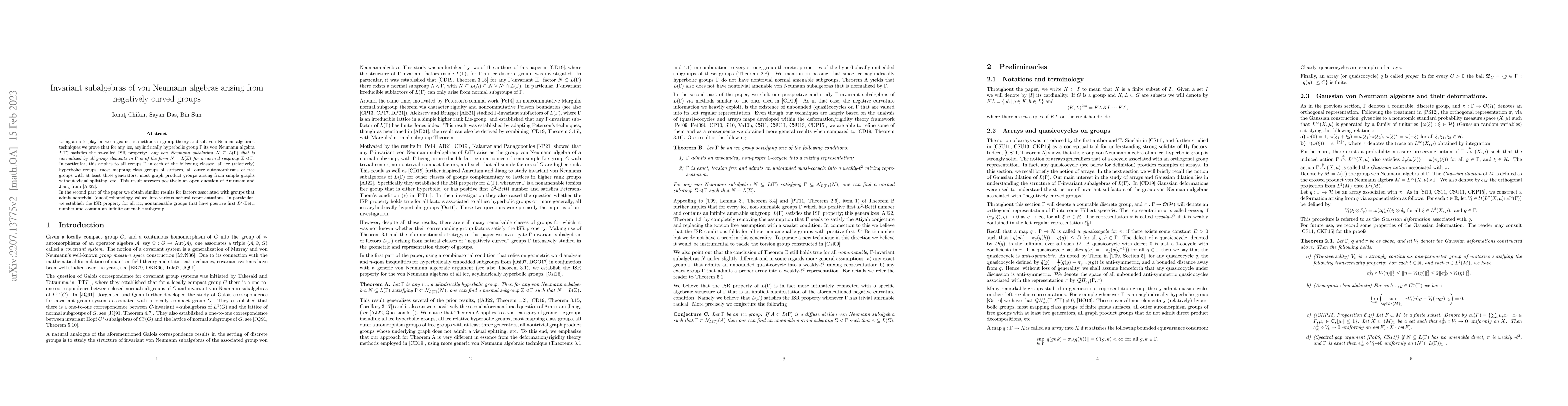 Thumbnail for Invariant subalgebras of von Neumann algebras arising from negatively
  curved groups