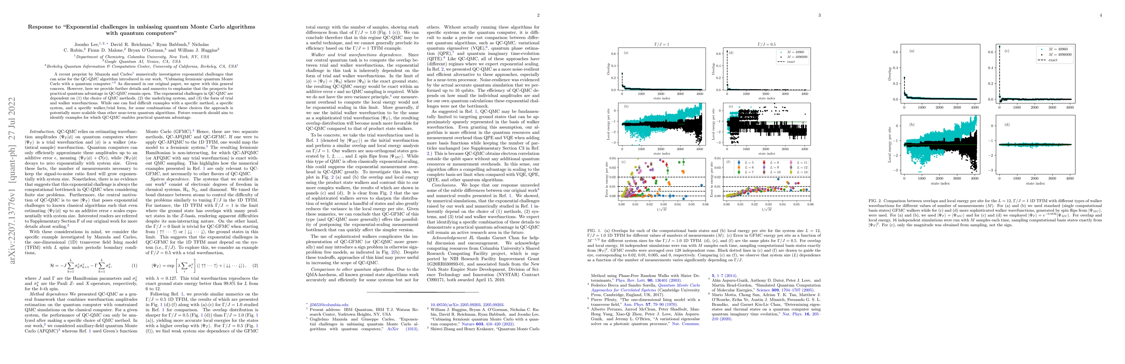 Thumbnail for Response to "Exponential challenges in unbiasing quantum Monte Carlo
  algorithms with quantum computers"