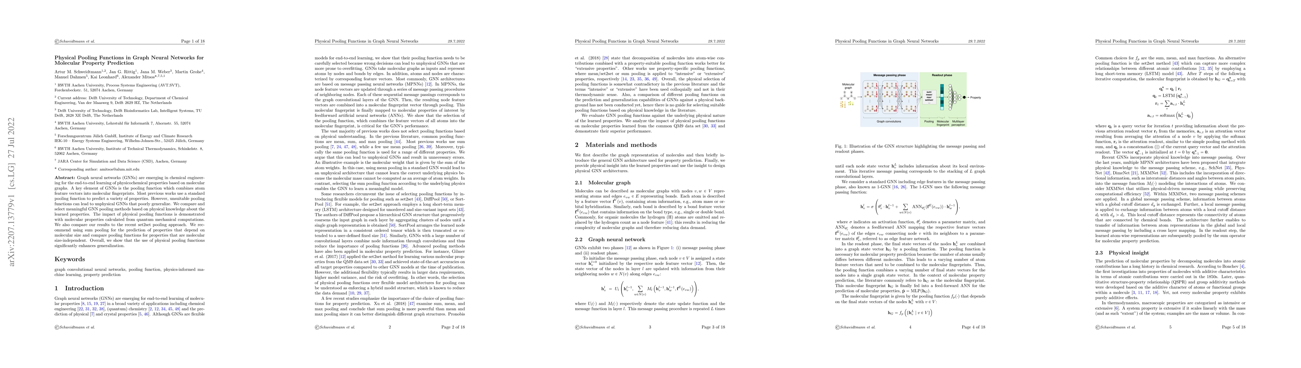 Thumbnail for Physical Pooling Functions in Graph Neural Networks for Molecular
  Property Prediction