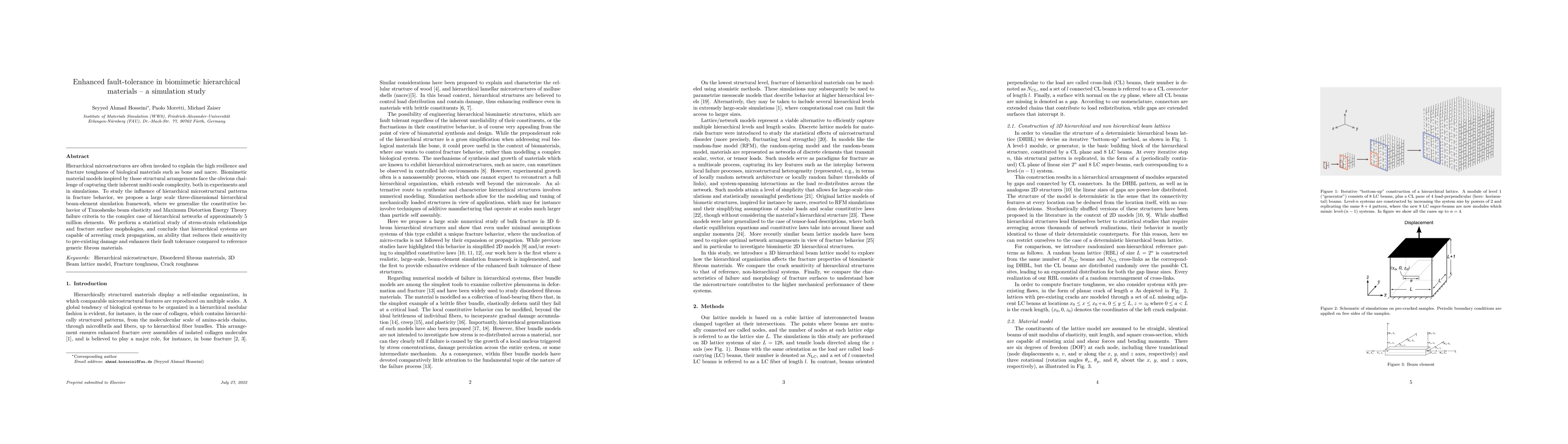Thumbnail for Enhanced fault-tolerance in biomimetic hierarchical materials -- a
  simulation study