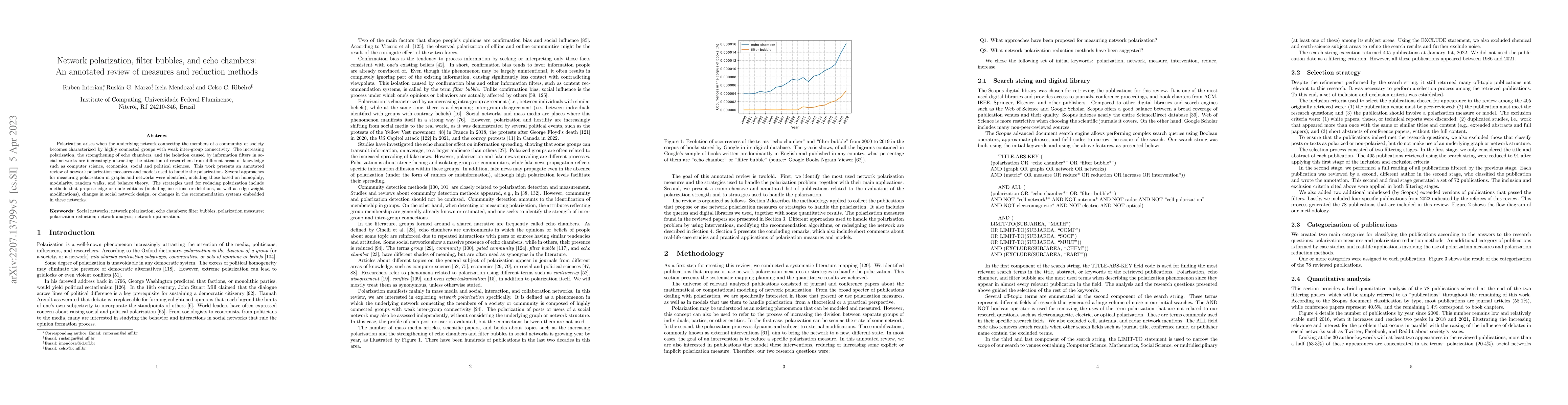 Thumbnail for Network polarization, filter bubbles, and echo chambers: An annotated
  review of measures and reduction methods