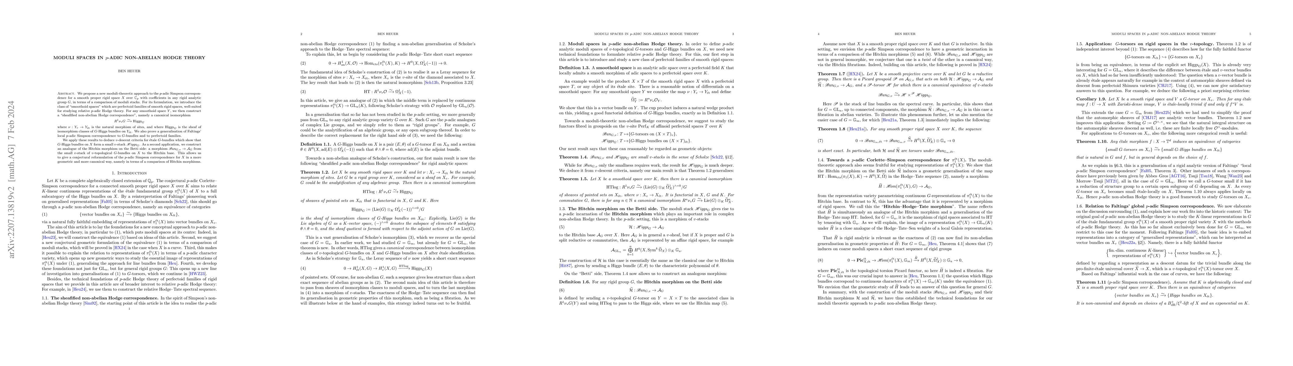 Thumbnail for Moduli spaces in $p$-adic non-abelian Hodge theory