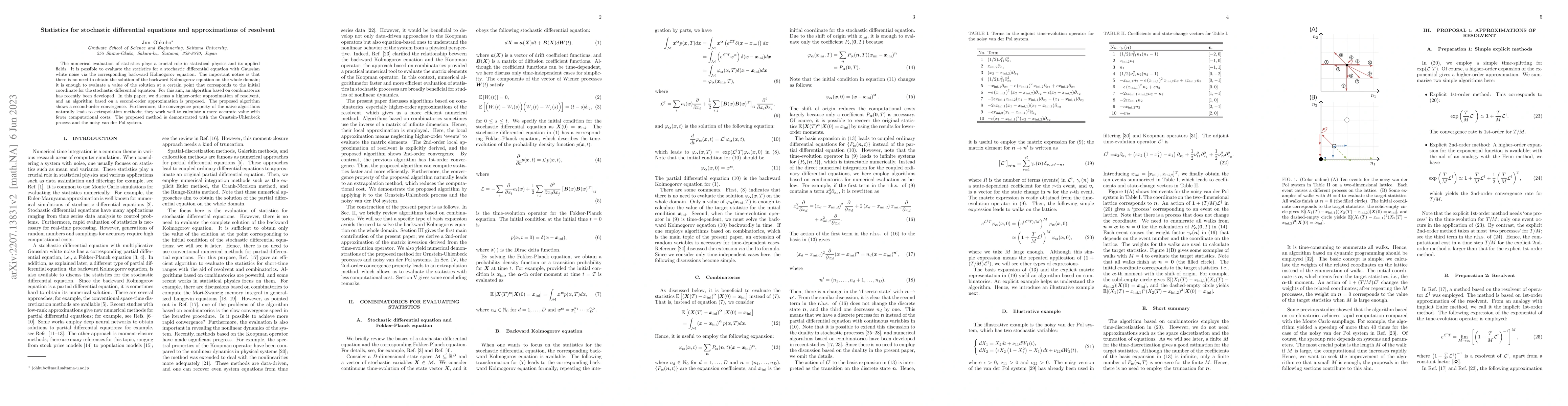 Thumbnail for Statistics for stochastic differential equations and approximations of
  resolvent