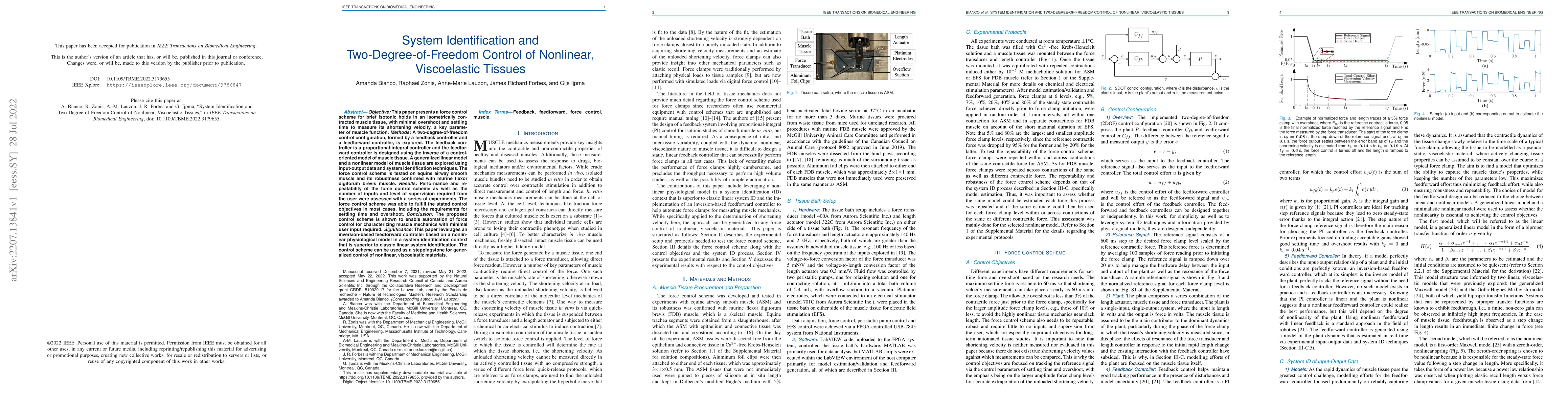 Thumbnail for System Identification and Two-Degree-of-Freedom Control of Nonlinear,
  Viscoelastic Tissues