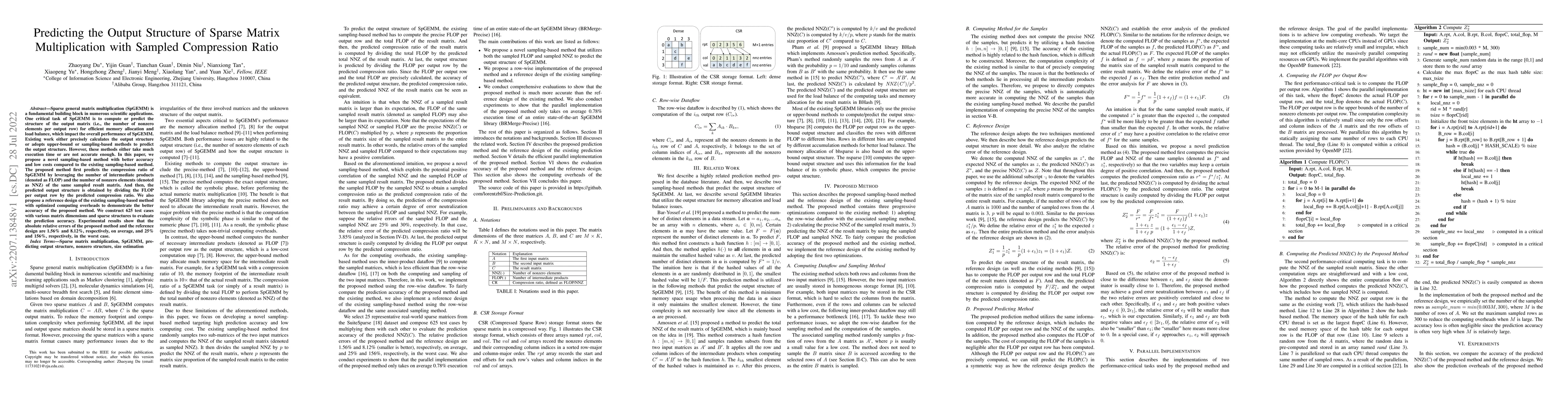 Thumbnail for Predicting the Output Structure of Sparse Matrix Multiplication with
  Sampled Compression Ratio