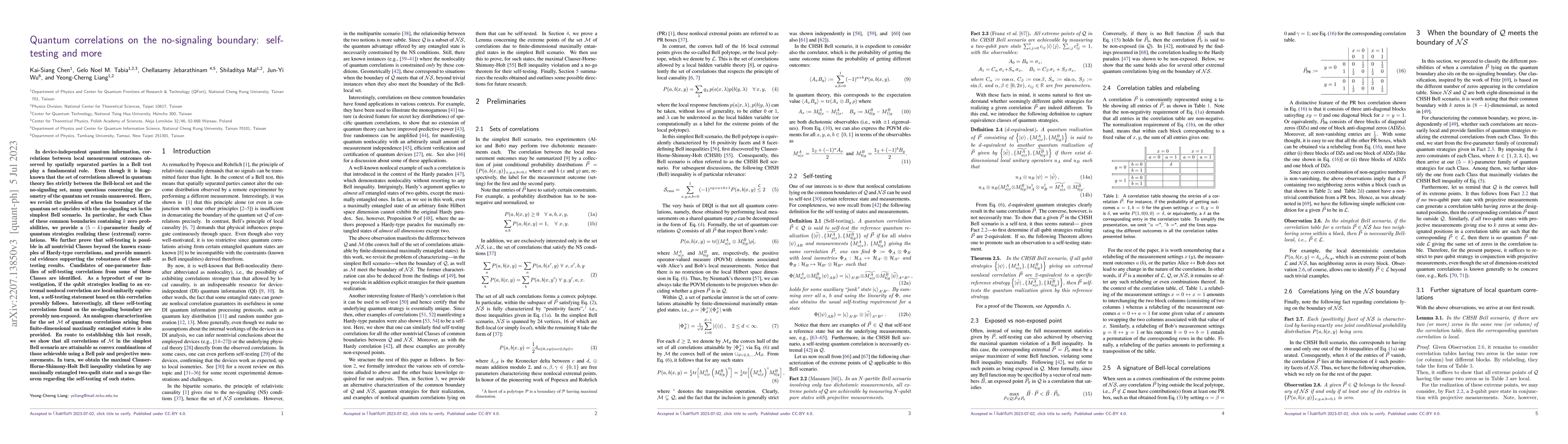 Thumbnail for Quantum correlations on the no-signaling boundary: self-testing and more