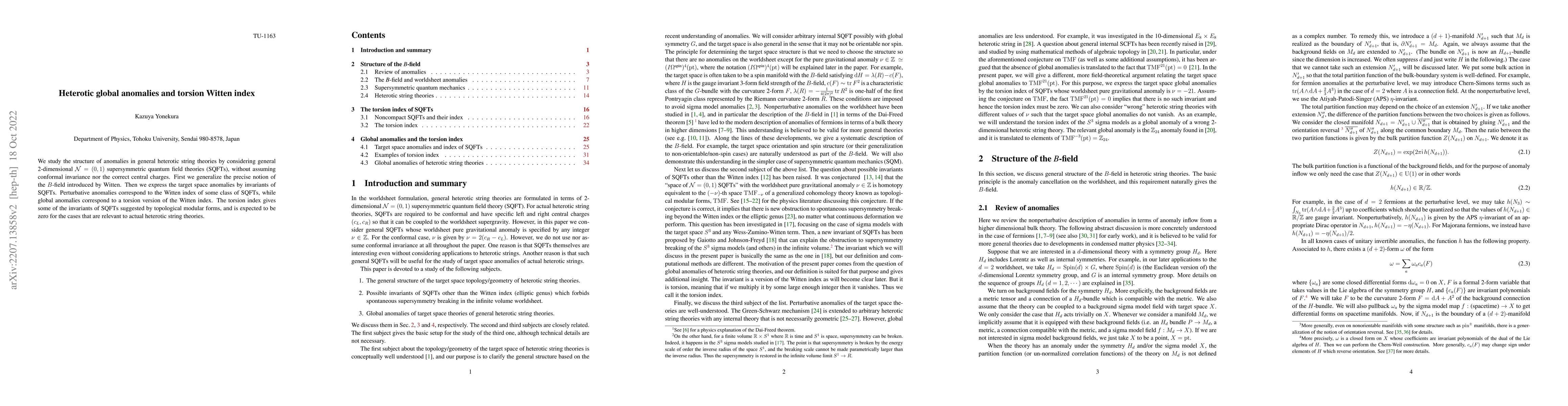 Thumbnail for Heterotic global anomalies and torsion Witten index