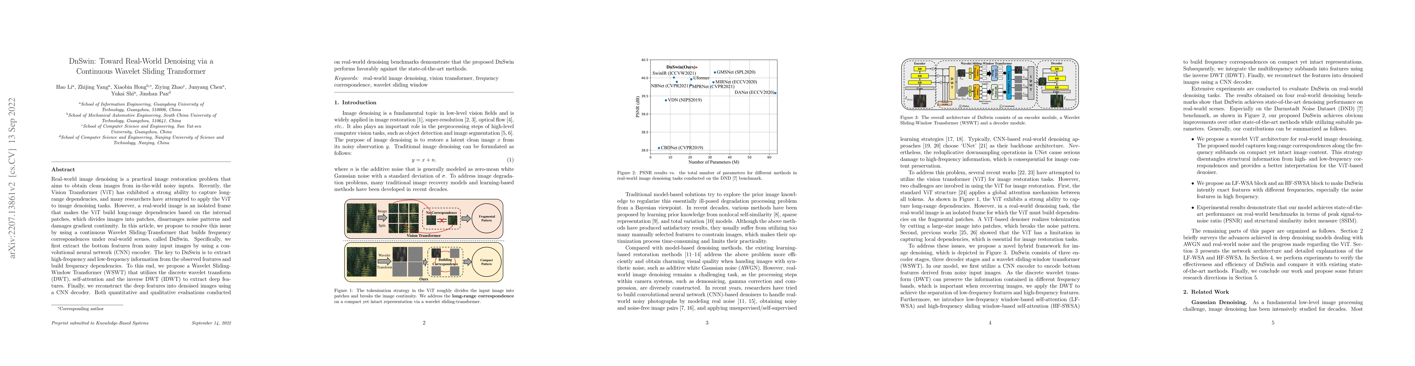 Thumbnail for DnSwin: Toward Real-World Denoising via Continuous Wavelet
  Sliding-Transformer