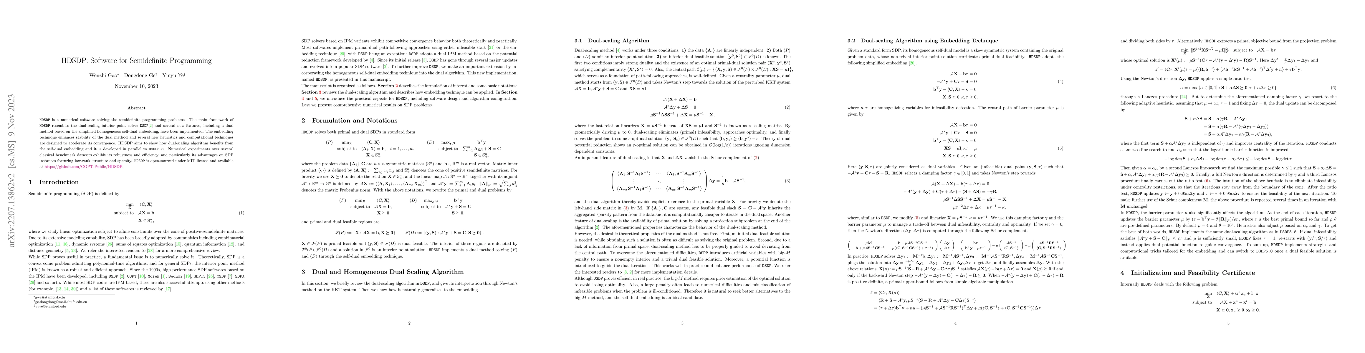 Thumbnail for HDSDP: Software for Semidefinite Programming