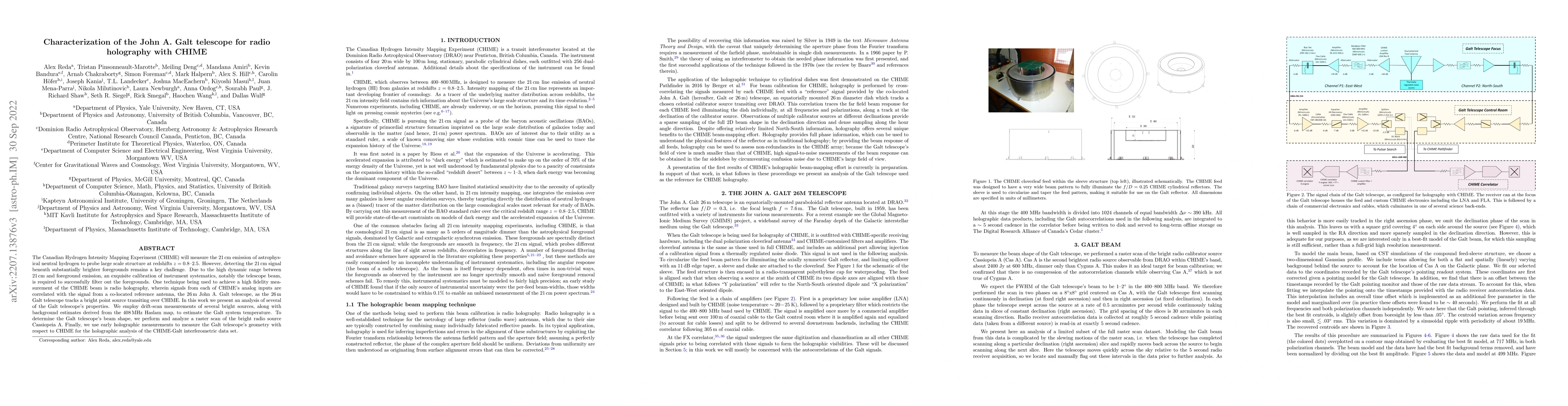 Thumbnail for Characterization of the John A. Galt telescope for radio holography with
  CHIME