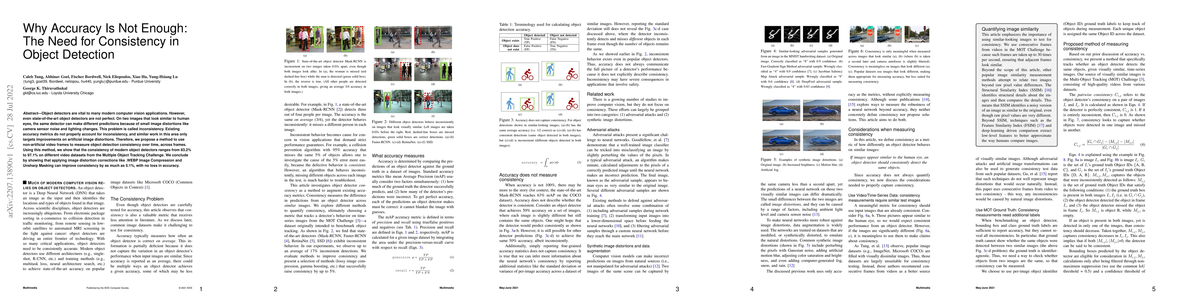 Thumbnail for Why Accuracy Is Not Enough: The Need for Consistency in Object Detection