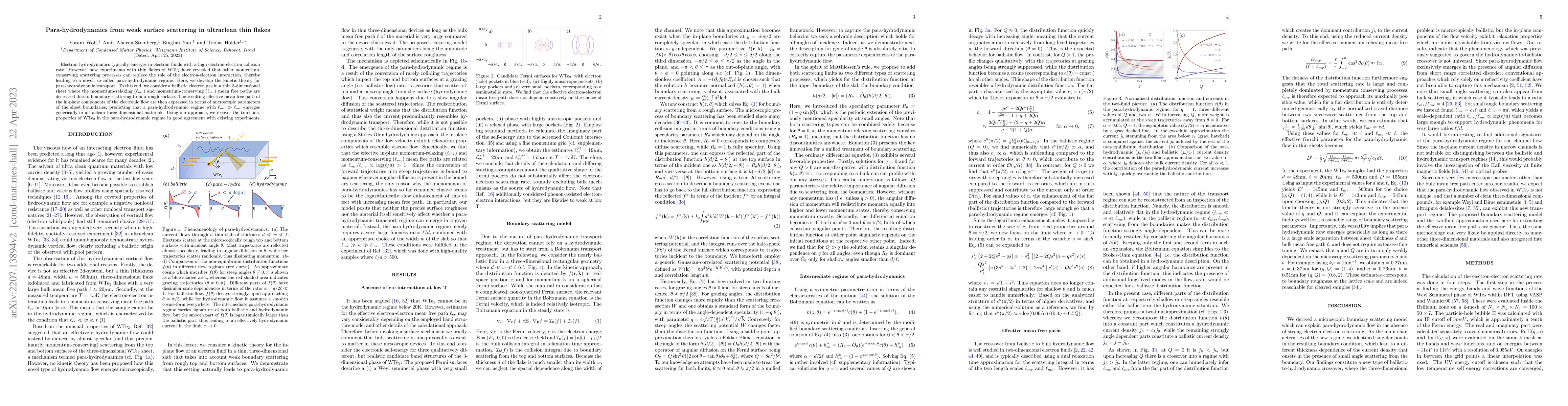 Thumbnail for Para-hydrodynamics from weak surface scattering in ultraclean thin
  flakes