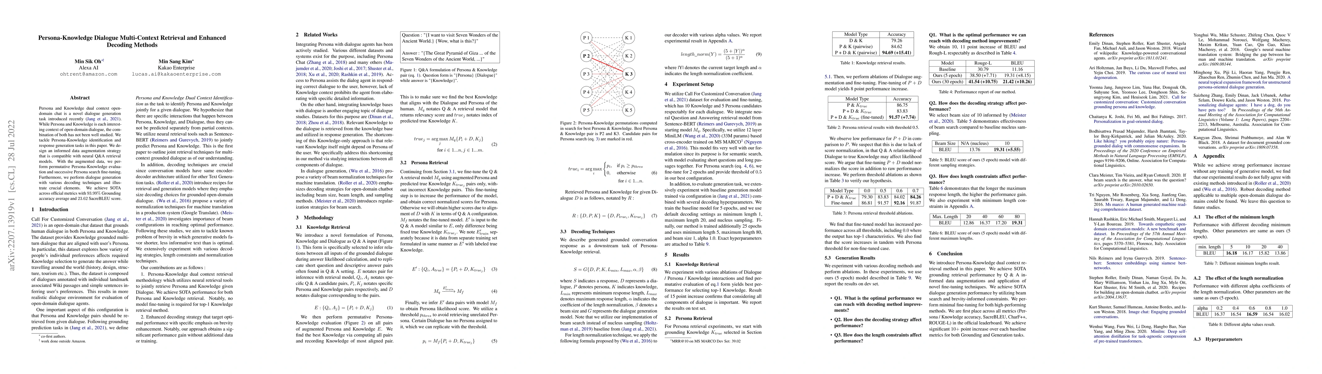 Thumbnail for Persona-Knowledge Dialogue Multi-Context Retrieval and Enhanced Decoding
  Methods