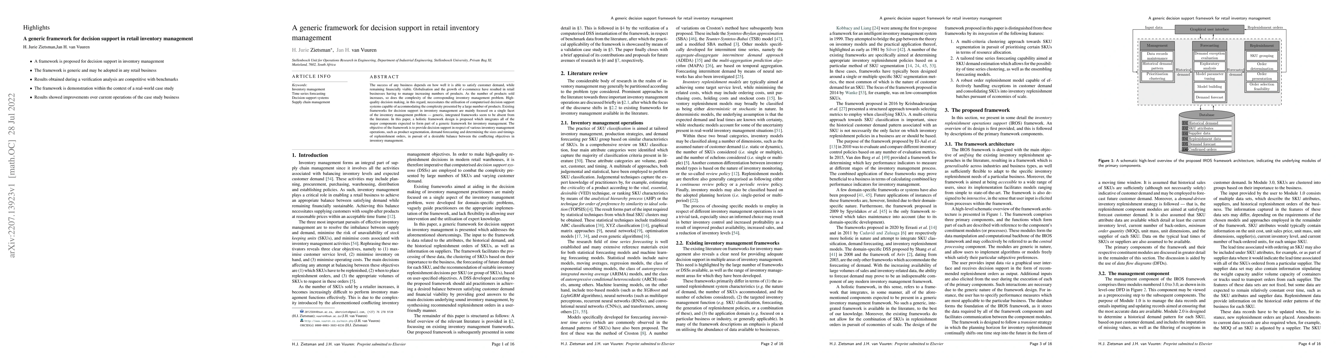 Thumbnail for A generic framework for decision support in retail inventory management