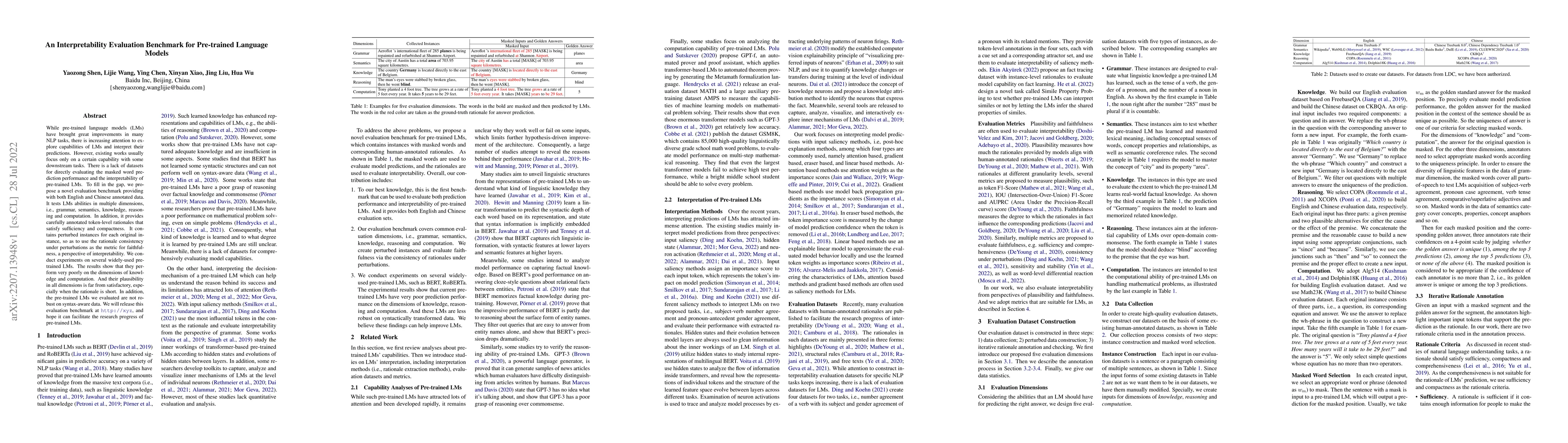 Thumbnail for An Interpretability Evaluation Benchmark for Pre-trained Language Models