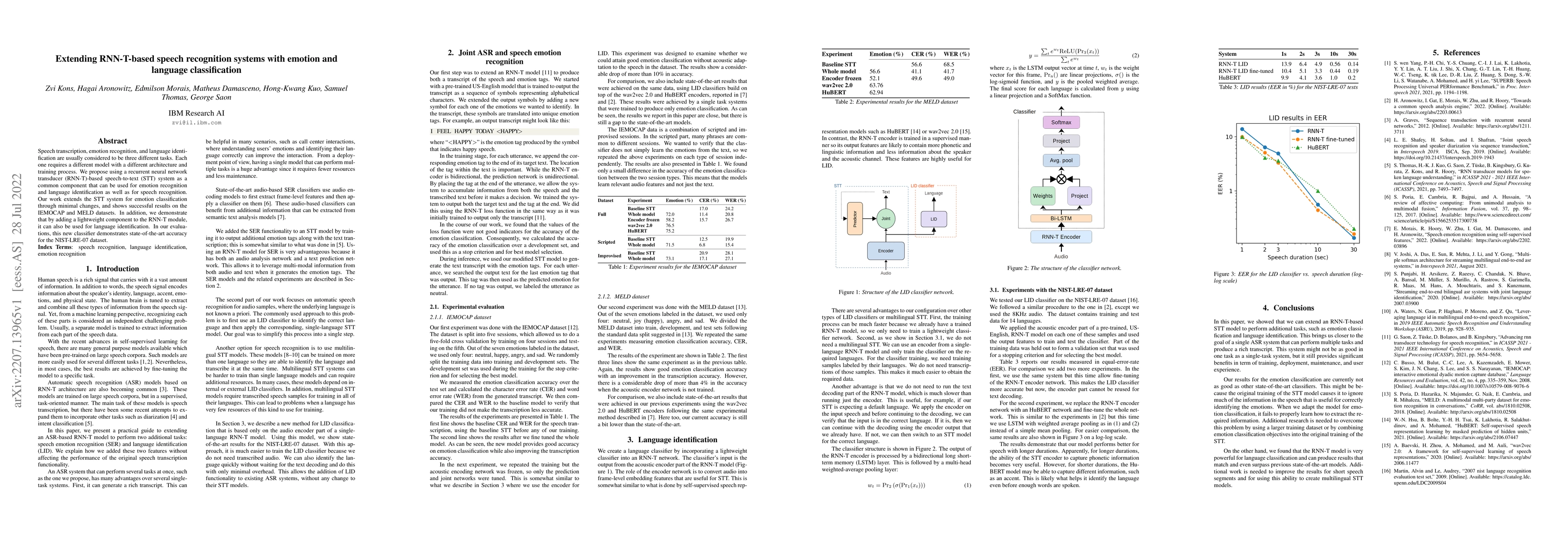 Thumbnail for Extending RNN-T-based speech recognition systems with emotion and
  language classification